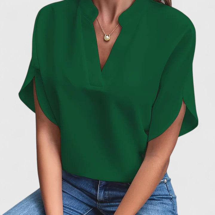 Klea | Women's Elegant V-Neck Blouse - Work to Weekend