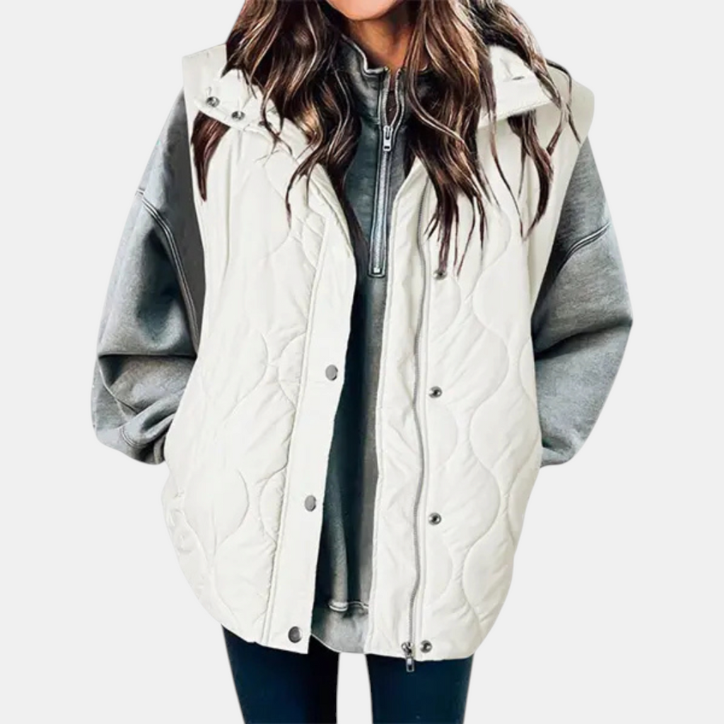 Nadira | Quilted Hooded Puffer Vest with Snap Pockets for Women