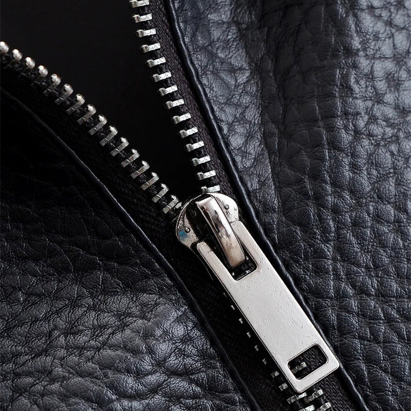 Dorianne | Notch Lapel Longline Leather Jacket for Women