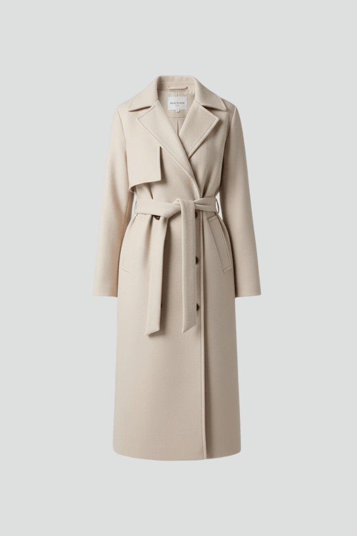 Hilde | Double-Breasted Belted Longline Coat for Women