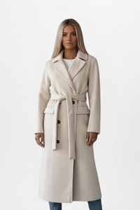 Hilde | Double-Breasted Belted Longline Coat for Women