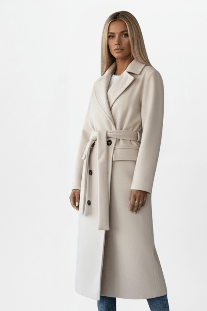 Hilde | Double-Breasted Belted Longline Coat for Women