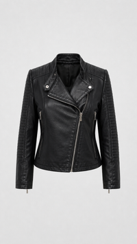 Sietske | Fitted Leather Jacket with Asymmetric Zip for Women