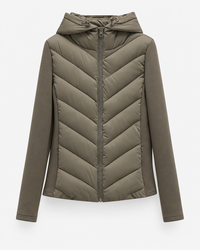 Annelise | Hooded Quilted Leather jacket with Chevron Padding