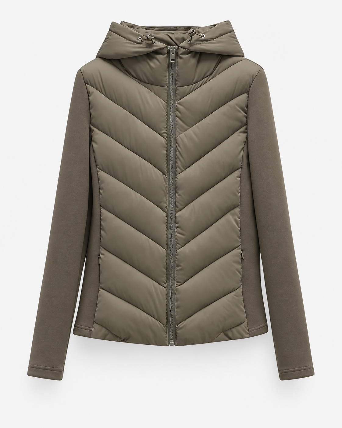 Annelise | Hooded Quilted Leather jacket with Chevron Padding