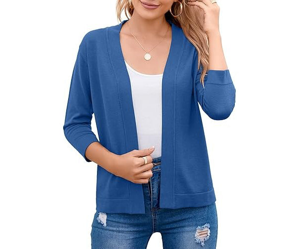 Marisela | Cropped Open-Front Cardigan with Mid-Length Sleeves