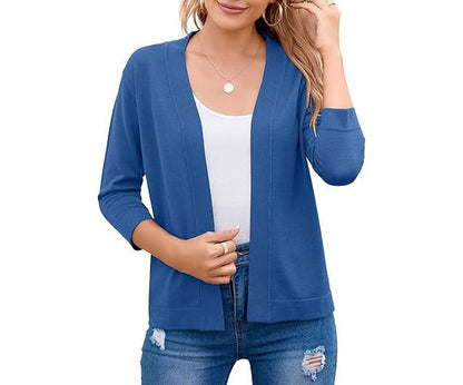 Marisela | Cropped Open-Front Cardigan with Mid-Length Sleeves