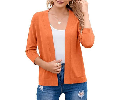 Marisela | Cropped Open-Front Cardigan with Mid-Length Sleeves