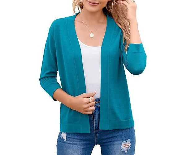 Marisela | Cropped Open-Front Cardigan with Mid-Length Sleeves