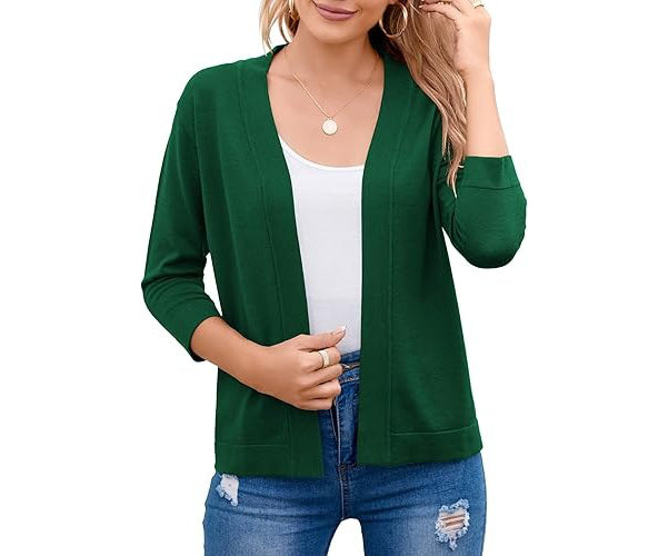 Marisela | Cropped Open-Front Cardigan with Mid-Length Sleeves