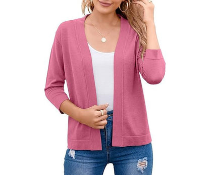 Marisela | Cropped Open-Front Cardigan with Mid-Length Sleeves