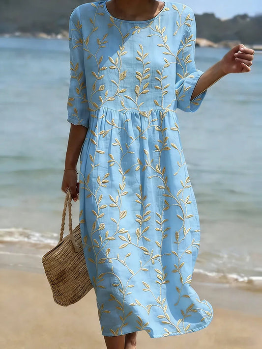 Women's casual dress with floral print. 0