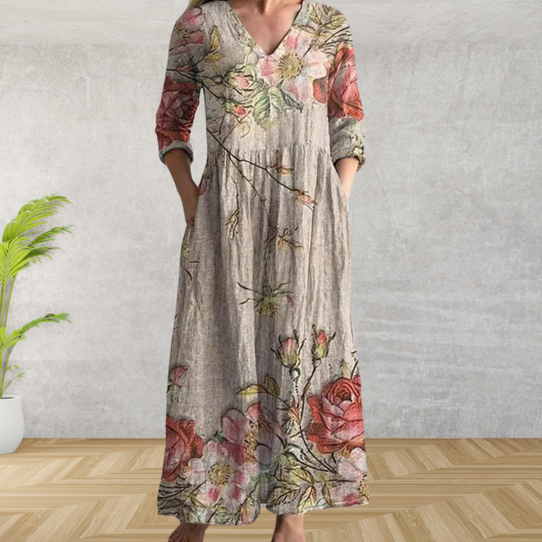 Yulya™ | Elegant Floral Midi Dress 0
