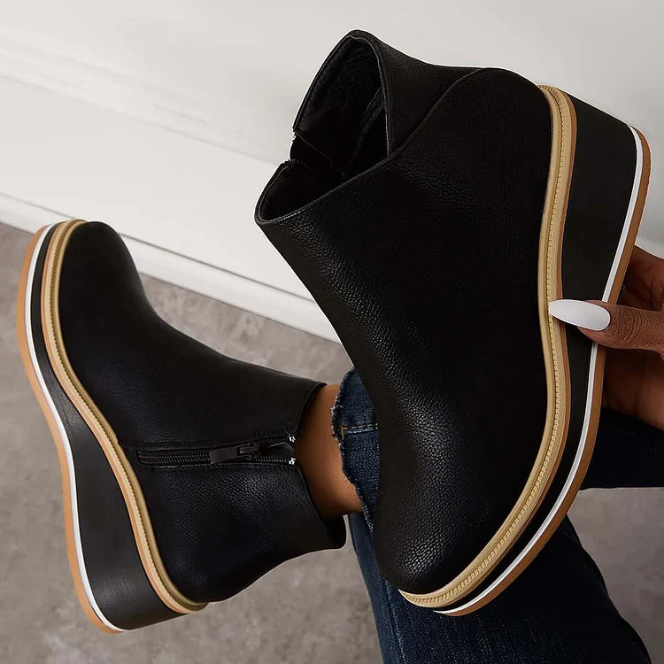 Anja Side-Zip Ankle Boots with Almond Toe for Women