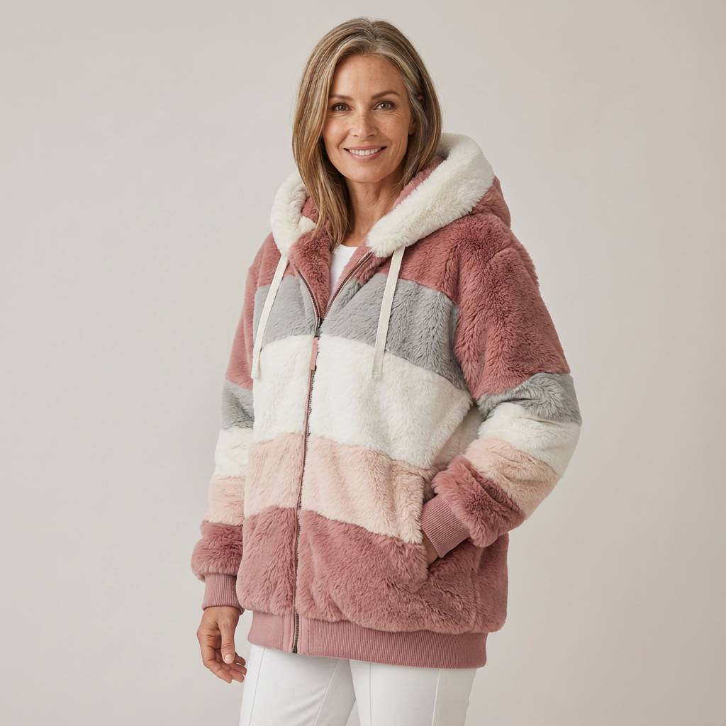 Kristia Women's Hooded Winter Jacket - Zip Front Parka Style