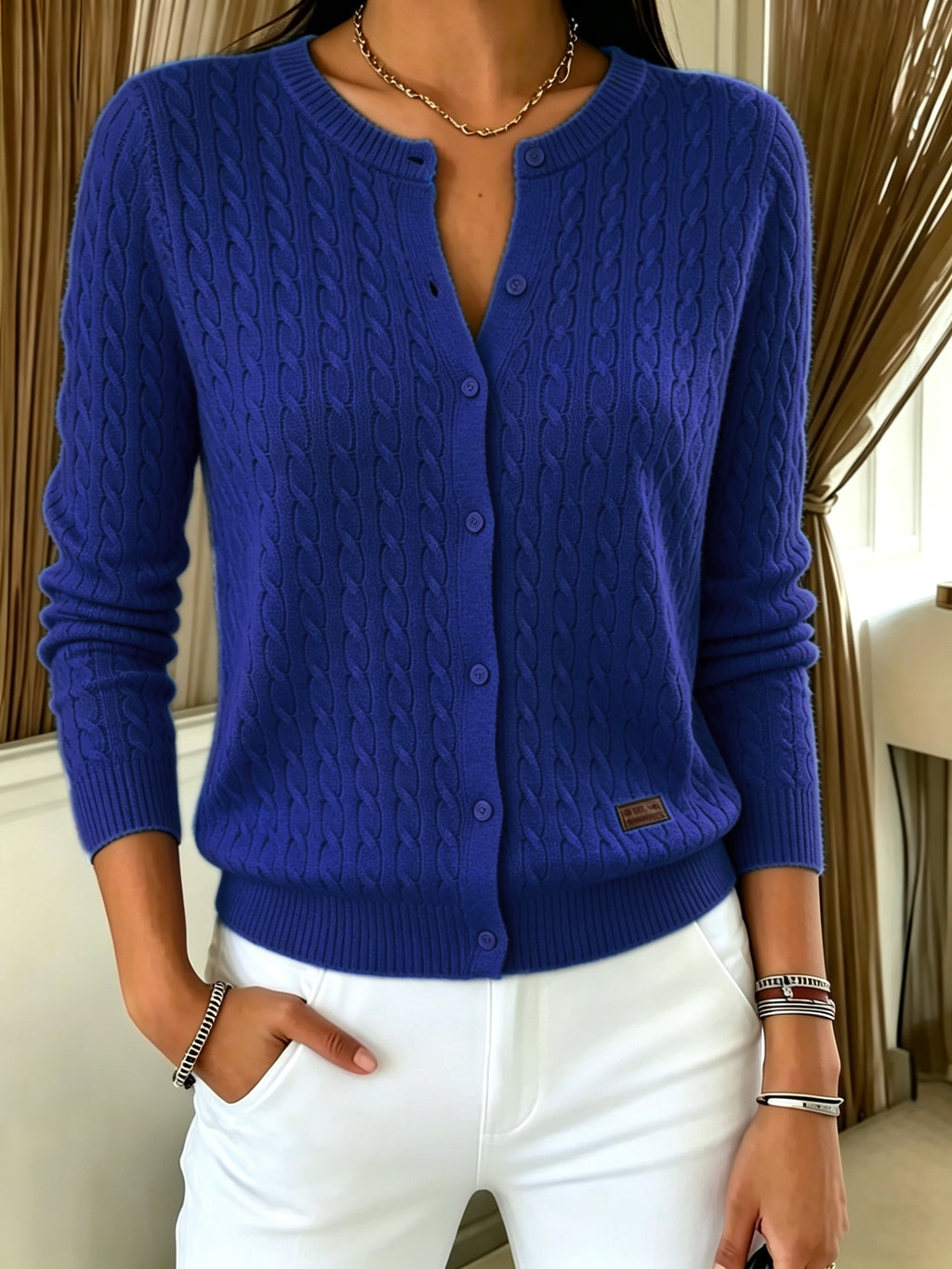 Vienna | Cable-Knit Button-Front Cardigan for Women
