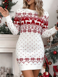 Kristen | Fair Isle Reindeer Bodycon Sweater Dress for Women
