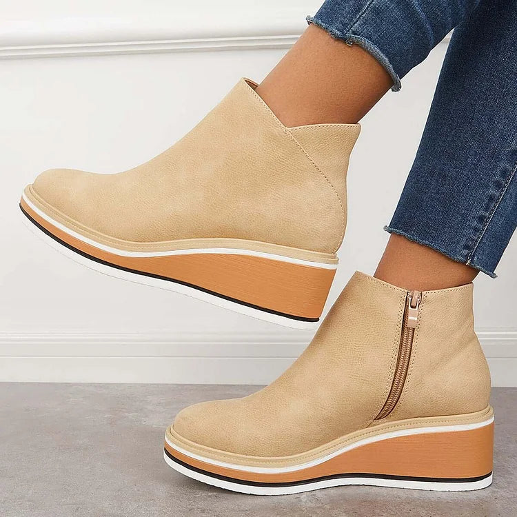 Anja Side-Zip Ankle Boots with Almond Toe for Women