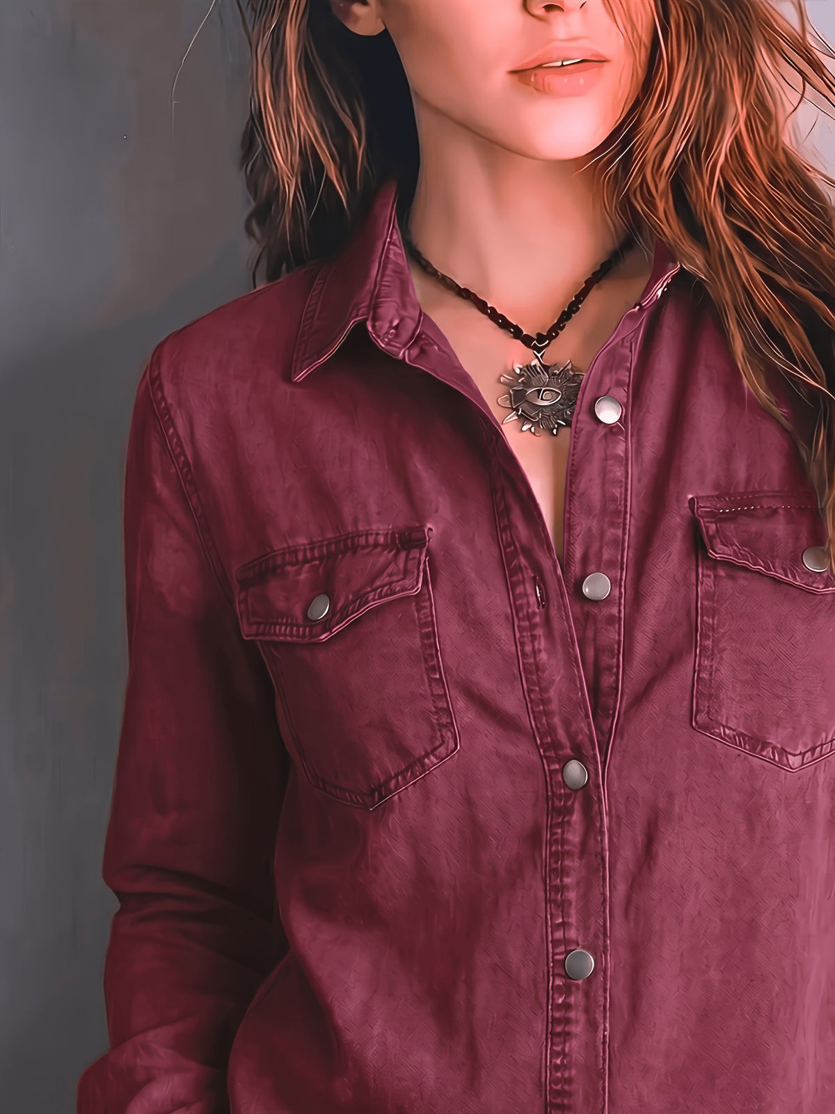 Ariane | Washed Button-Front Shirt with Fringe Hem for Women