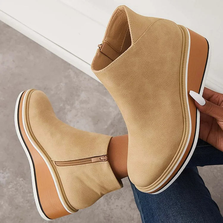 Anja Side-Zip Ankle Boots with Almond Toe for Women