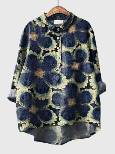 Valeria | Women's Floral V-Neck Long Sleeve Blouse – Work