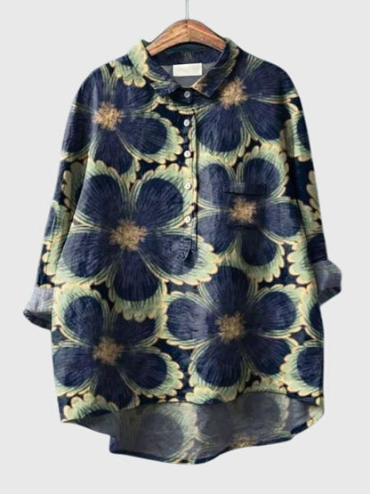 Valeria | Women's Floral V-Neck Long Sleeve Blouse – Work