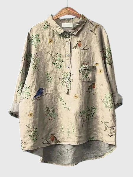 Valeria | Women's Floral V-Neck Long Sleeve Blouse – Work