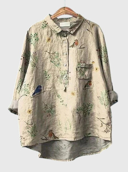 Valeria | Women's Floral V-Neck Long Sleeve Blouse – Work