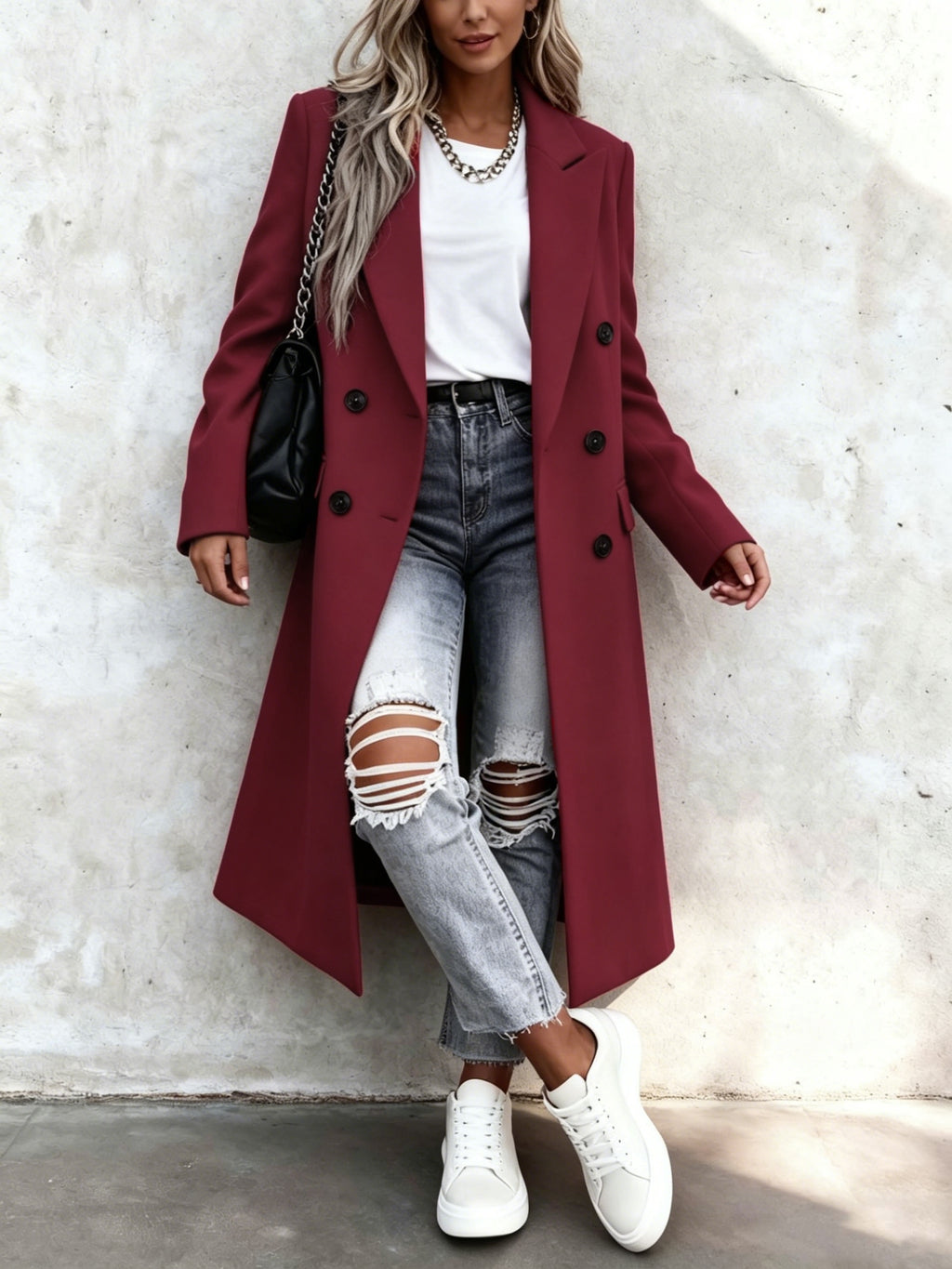 Benedikte | Double-Breasted Longline Tailored Coat for Women