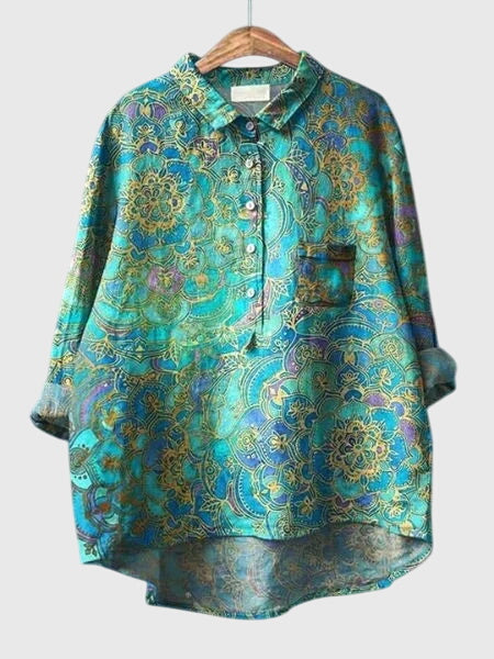 Valeria | Women's Floral V-Neck Long Sleeve Blouse – Work