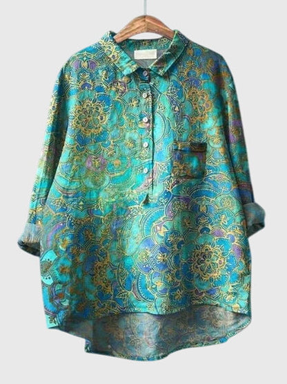 Valeria | Women's Floral V-Neck Long Sleeve Blouse – Work