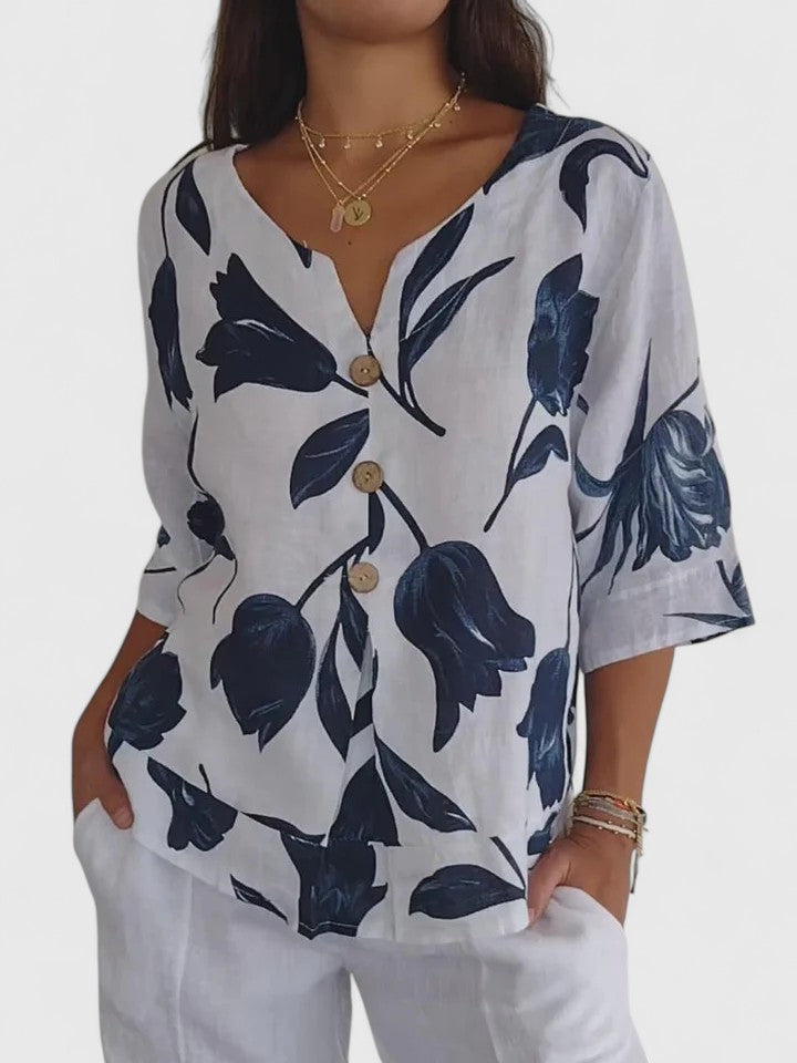 Marisol | Women's V-Neck Blouse Long Sleeve Relaxed Fit – Work to Weekend