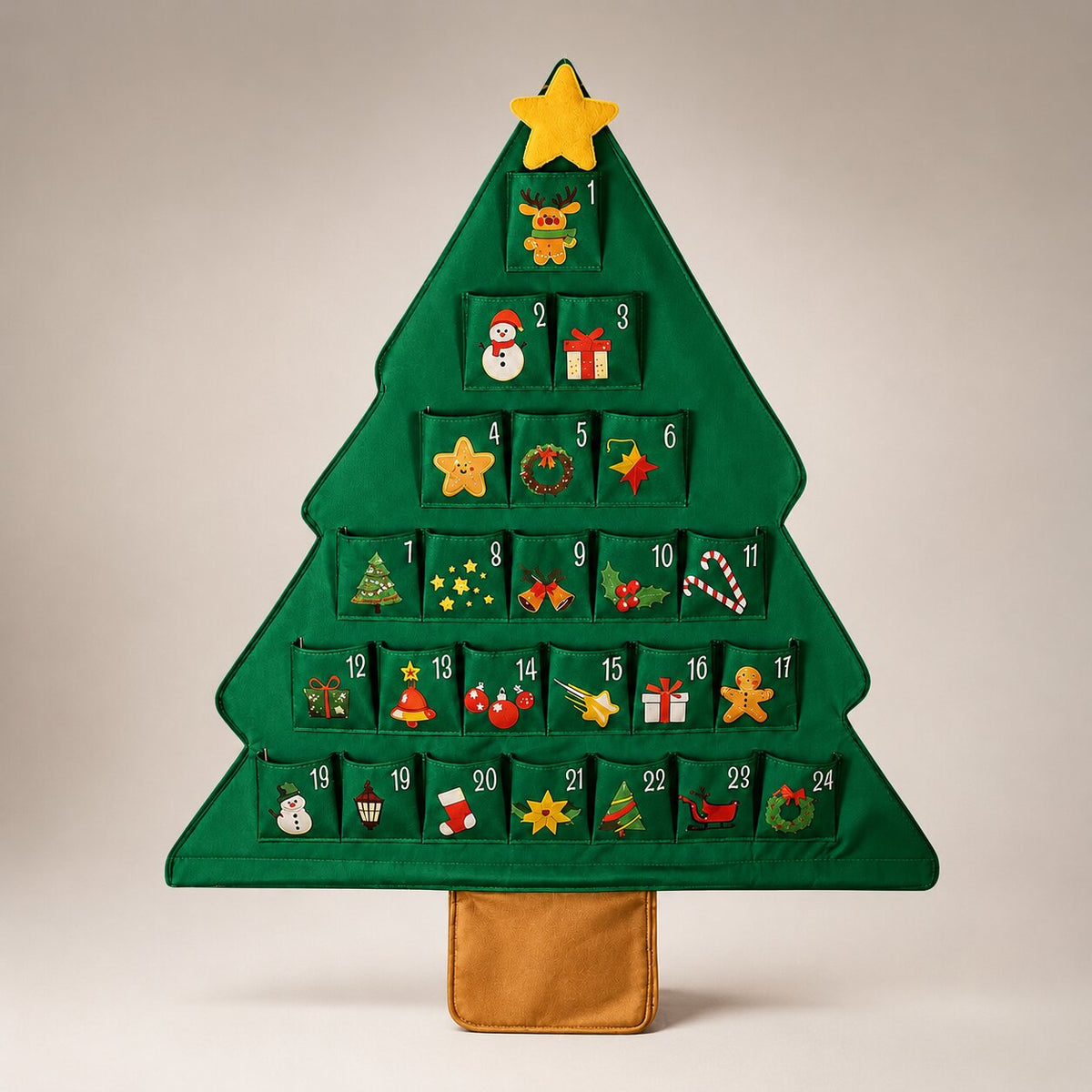 FABRIC CHRISTMAS TREE ADVENT CALENDAR – 24 REFILLABLE POCKETS