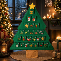 FABRIC CHRISTMAS TREE ADVENT CALENDAR – 24 REFILLABLE POCKETS, CHRISTMAS GIFT