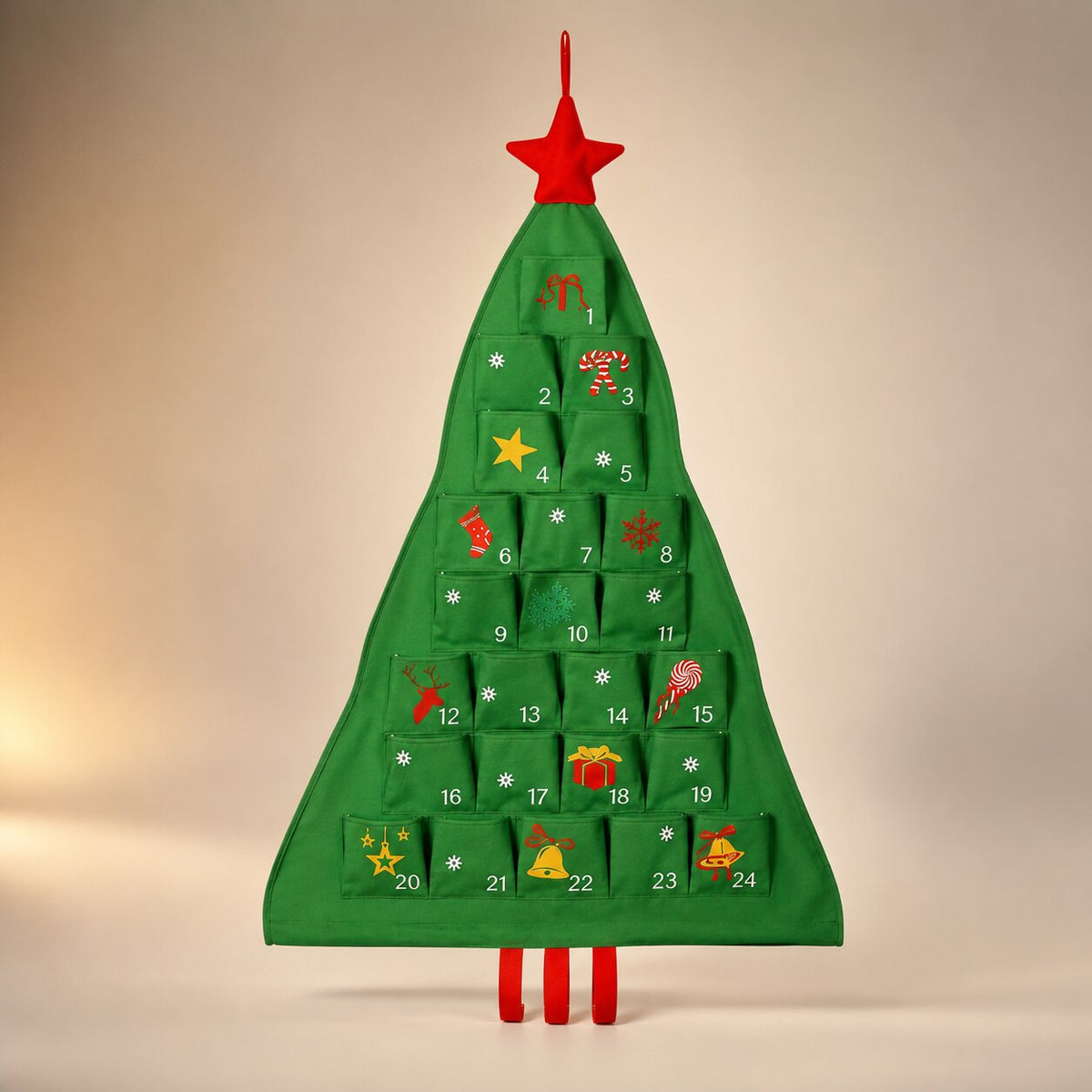 FABRIC CHRISTMAS TREE ADVENT CALENDAR – 24 REFILLABLE POCKETS