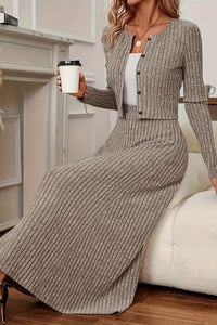 Paloma | Long Sleeve Dress and Cardigan Two-Piece Set for Women