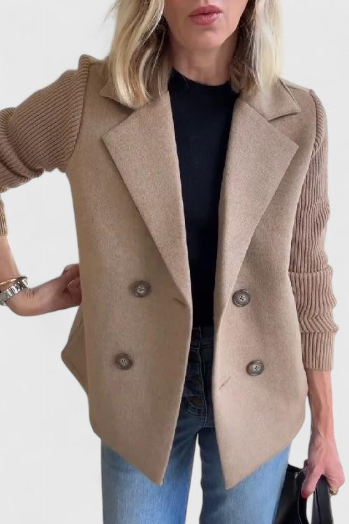 Ophelia | Double-Breasted Contrast-Sleeve Blazer for Women