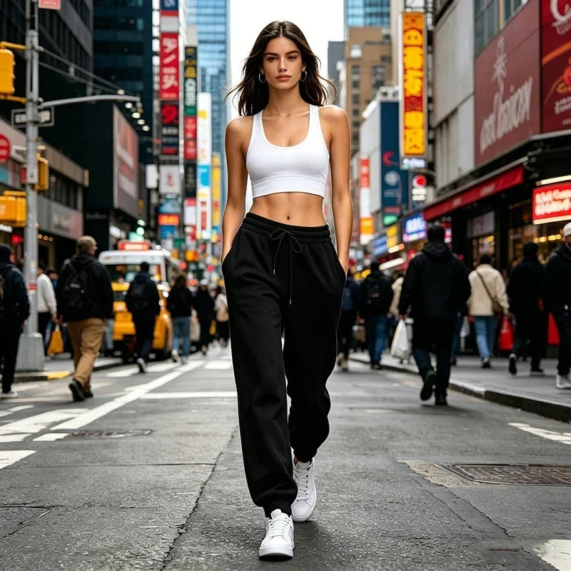 Ruthann | Drawstring Waist Sweatpants with Ribbed Cuffs for Women