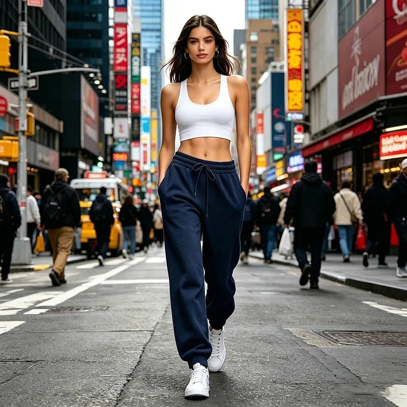 Ruthann | Drawstring Waist Sweatpants with Ribbed Cuffs for Women
