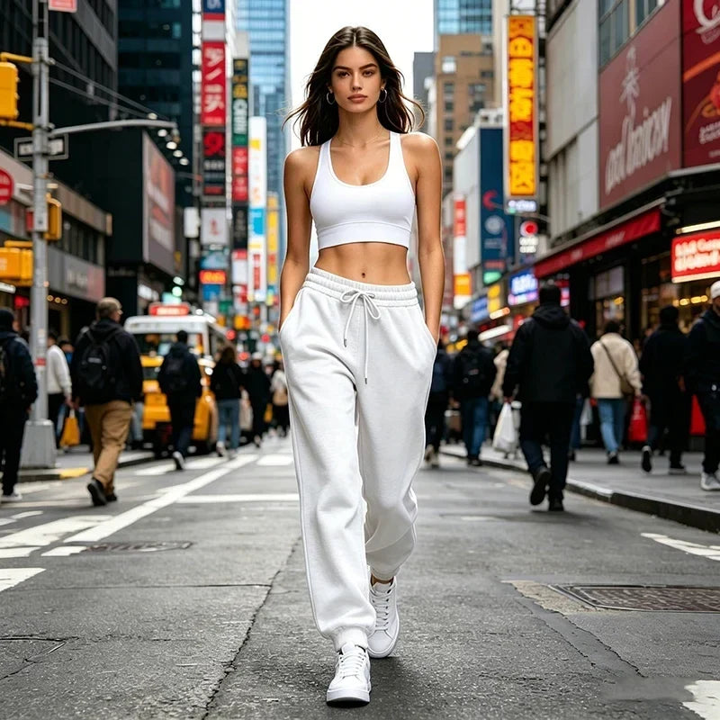 Ruthann | Drawstring Waist Sweatpants with Ribbed Cuffs for Women