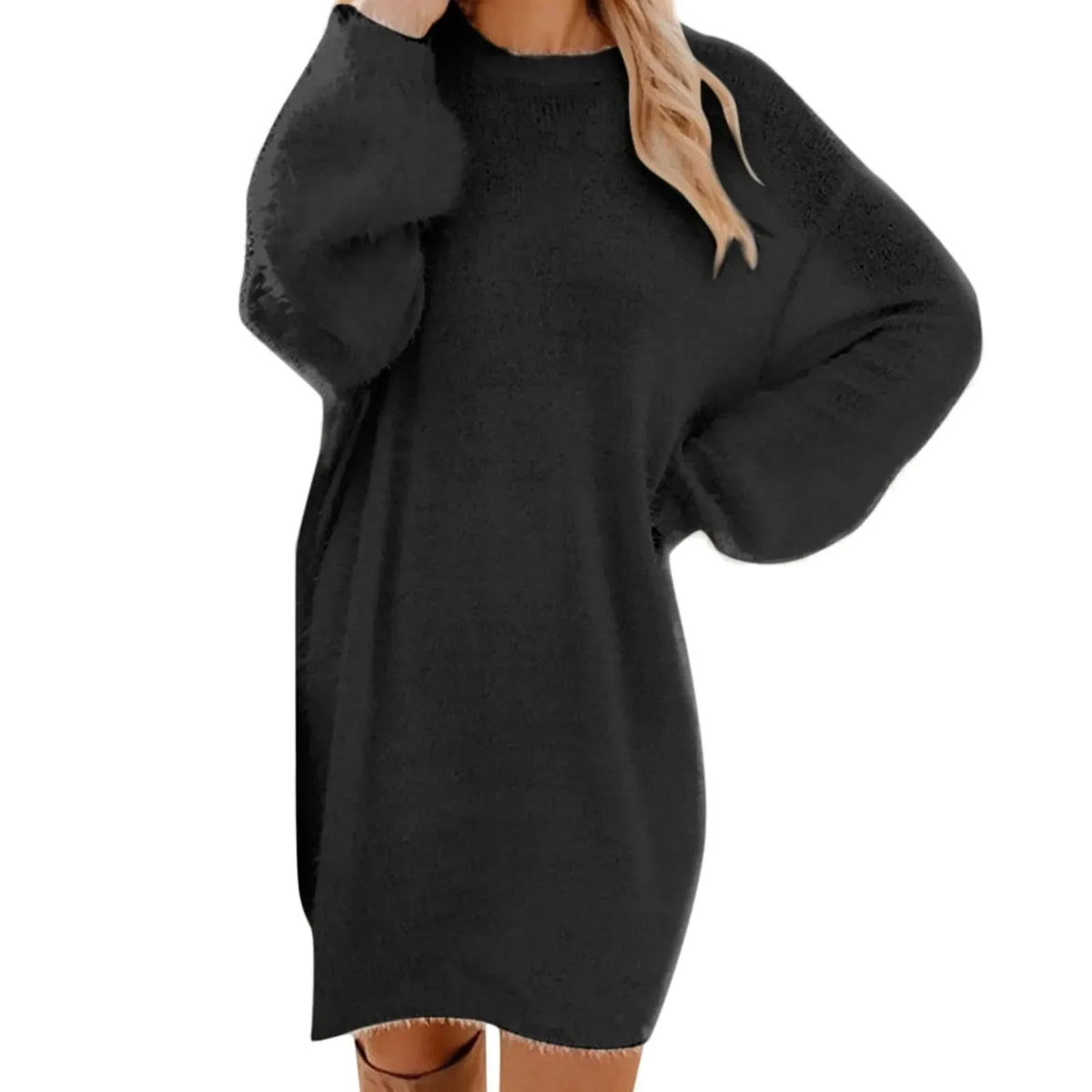 Tayla | Ribbed Crew Neck Sweater Dress for Women