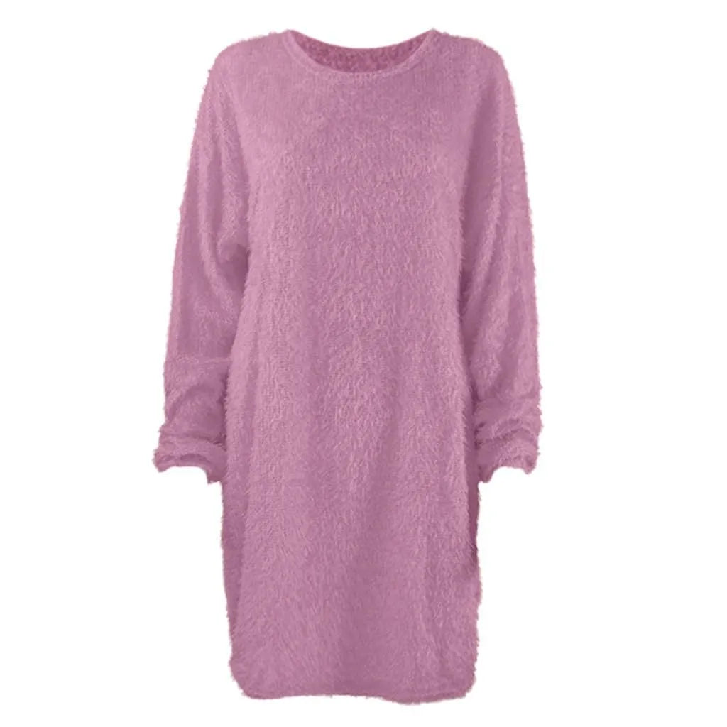 Tayla | Ribbed Crew Neck Sweater Dress for Women