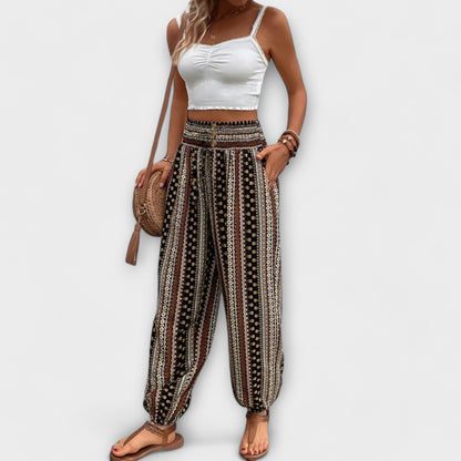 Scarlett | Women's Wide Leg Pants Ethnic Graphic Print – Casual Chic