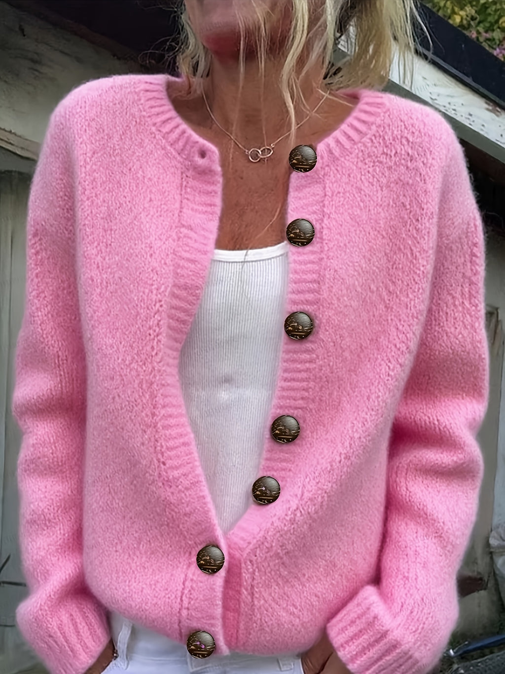 Caitlin | Ribbed Button-Front Knit Cardigan for Women