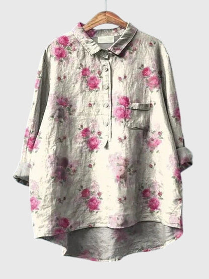 Valeria | Women's Floral V-Neck Long Sleeve Blouse – Work