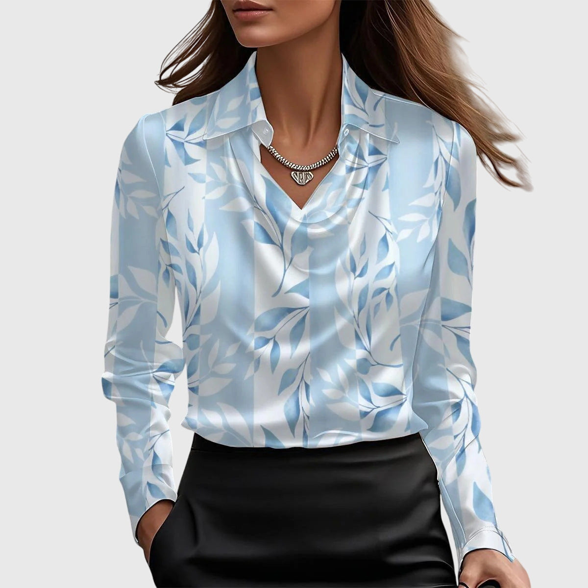 Brooklyn | Women's Elegant V-Neck Blouse - Polished Look