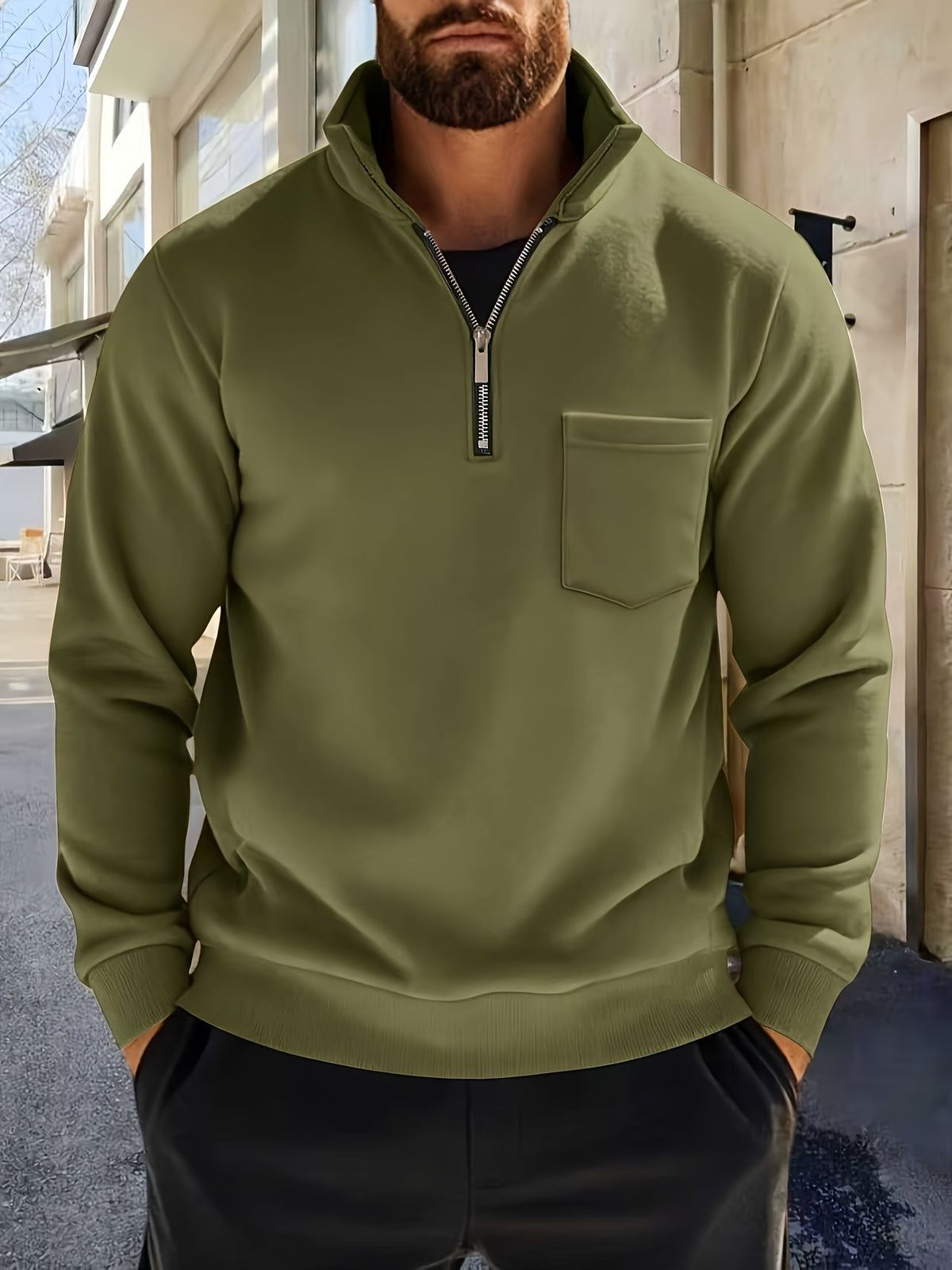 Rafael | Quarter Zip Sweater with Chest Pocket for Men