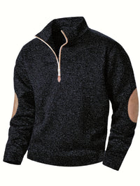 Rasmus | Heathered Quarter Zip Sweater with Stand Collar for Men
