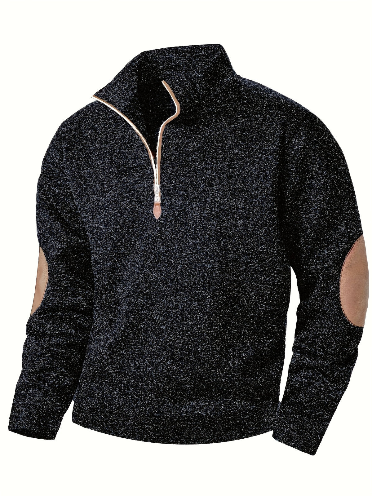 Rasmus | Heathered Quarter Zip Sweater with Stand Collar for Men
