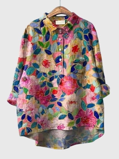Valeria | Women's Floral V-Neck Long Sleeve Blouse – Work